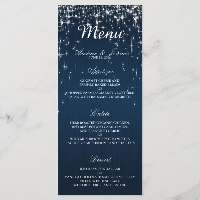 Charming Star Struck Wedding - Menu (Front)