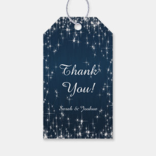 Charming Star Struck Wedding Navy Blue Gift Tags