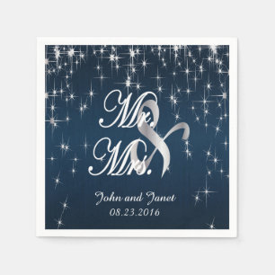 Charming Star Struck Wedding   Navy Blue Napkin