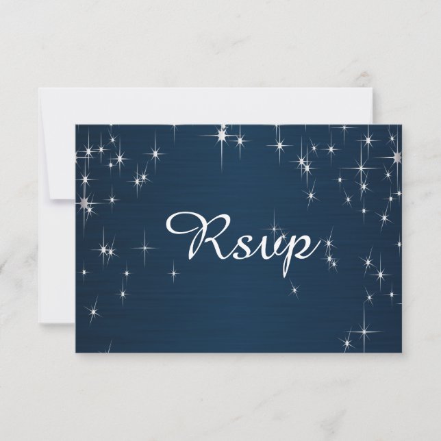 Charming Star Struck Wedding | Navy Blue RSVP Card (Front)