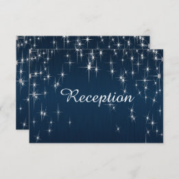 Charming Starstruck Wedding Navy Blue - Reception Invitation