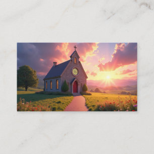 Charming Stone Church in Mountain Meadow Business Card