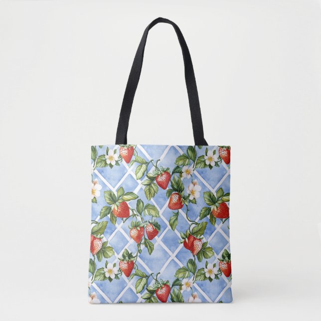 Charming Strawberry & Leaf Pattern – Vintage (2) Tote Bag (Front)