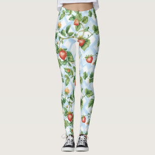 Charming Strawberry & Leaf Pattern – Vintage Leggings