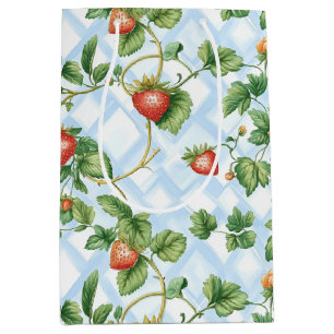 Charming Strawberry & Leaf Pattern – Vintage Medium Gift Bag