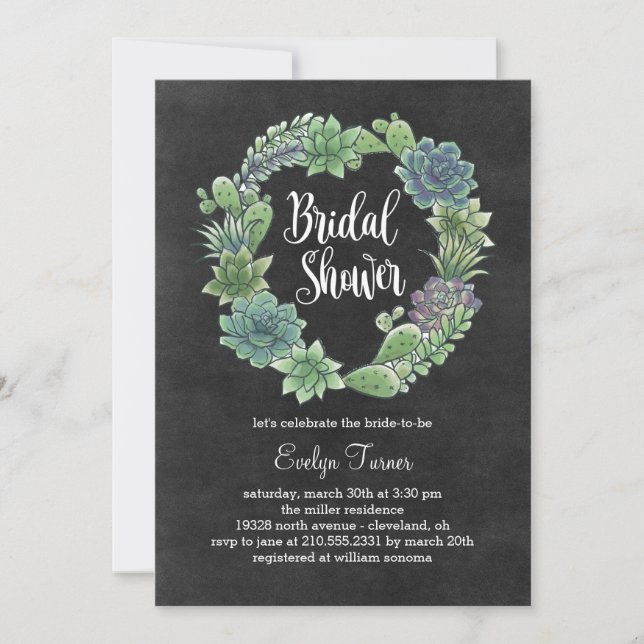 Charming Succulents Bridal Shower Invitation (Front)