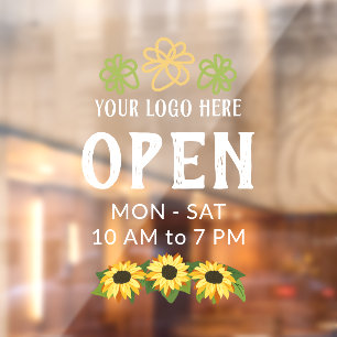 Charming Sunflowers Your Logo Open Hours