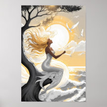 Charming Sweet Mermaid Sitting Under the Sun