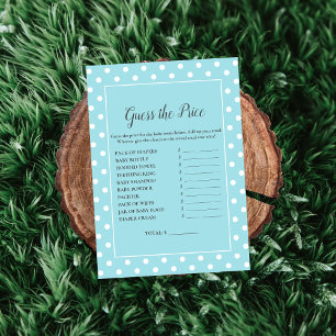 Charming Teal Bow Guess The Price Baby Shower Game Invitation
