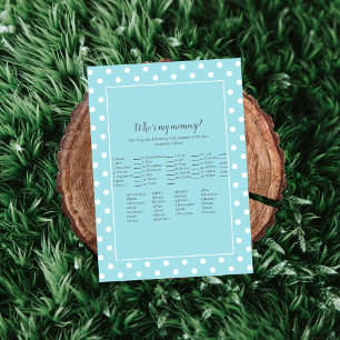 Charming Teal Bow Who's My Mummy Shower Game Invitation