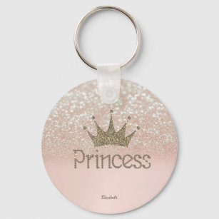 Charming Tiara, Princess, Glitter Bokeh    Key Ring