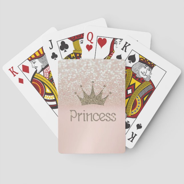 Charming Tiara, Princess, Glitter Bokeh Playing Cards (Back)