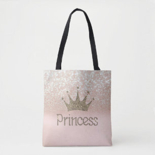 Charming Tiara, Princess, Glitter Bokeh Tote Bag
