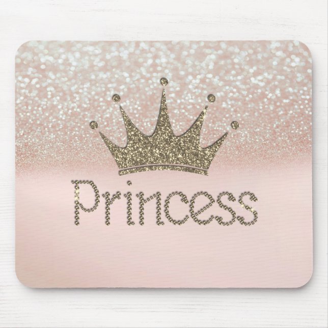Charming Tiara, Princess, Glittery Bokeh Mouse Pad (Front)