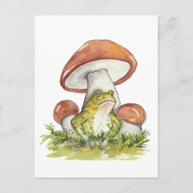 Charming Toad Under Mushroom Holiday Postcard (Front)