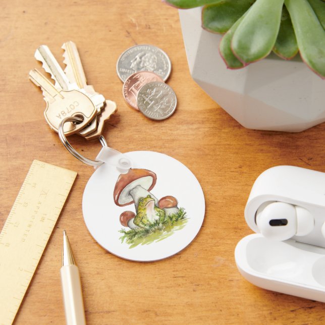 Charming Toad Under Mushroom Key Ring (Desk)