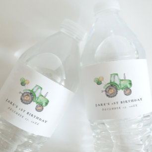 Charming Tractor Water Bottle Label