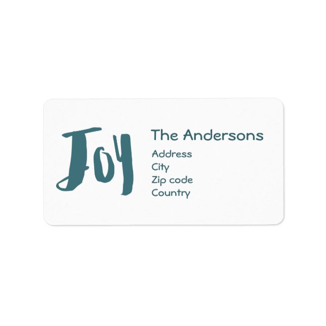 Charming Trendy Joy Blue Green Holiday Label (Front)