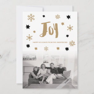 Charming Trendy Joy Holiday Photo Card