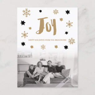 Charming Trendy Joy Holiday Photo Postcard