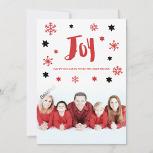 Charming Trendy Joy Red Holiday Photo Card