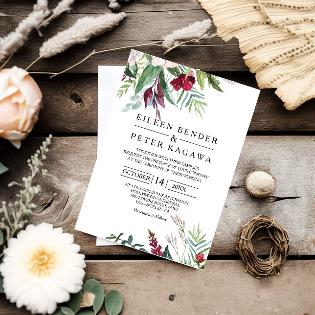 Charming Tropical Floral and Greenery Wedding Invitation (Creator Uploaded)