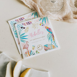 Charming Tropical Themed Birthday Napkin