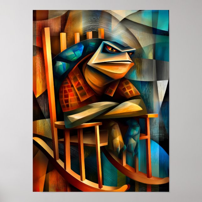 Charming Turtle – Cubist Curmudgeon Rocking chair Poster (Front)