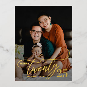 Charming Twenty FOIL Happy New Year Card Postcard