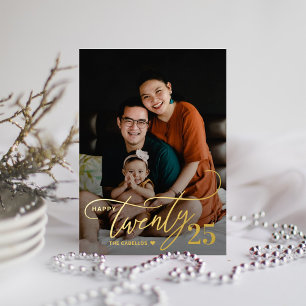Charming Twenty Foil Happy New Year Photo Card