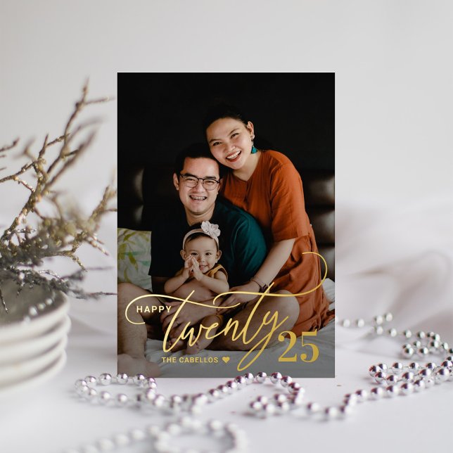 Charming Twenty Foil Happy New Year Photo Card (Creator Uploaded)