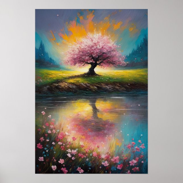 Charming Twilight, Lone Cherry Blossom Poster (Front)