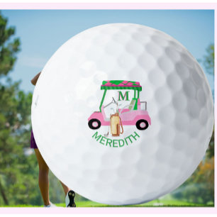 Charming Unique Golf Cart Clubs Monogram Name  Golf Balls