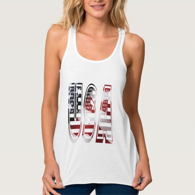 Charming US Flag Stars Stripes Tank Top (Front)