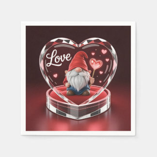Charming Valentine Gnome in Crystal Heart Display  Napkin