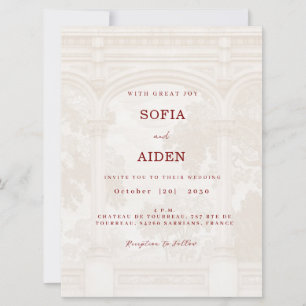 Charming, vintage, arch wedding invitation