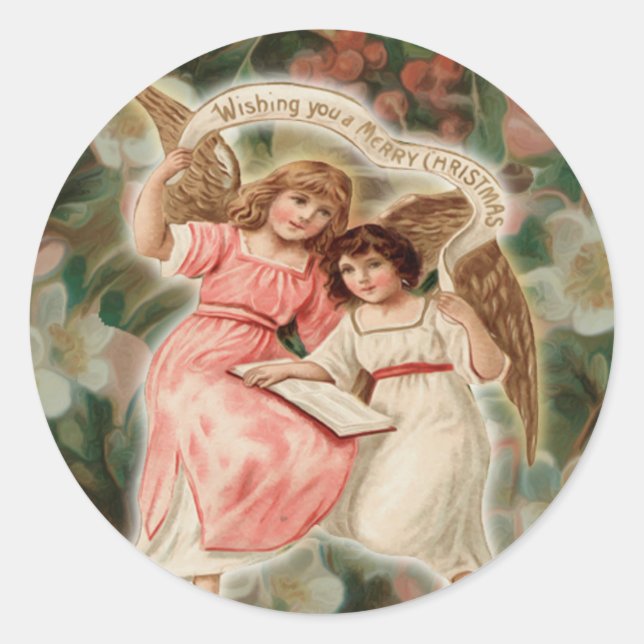 Charming Vintage Cherub Angels Classic Round Sticker (Front)
