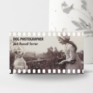 Charming Vintage Dog Photographer with QR code Business Card