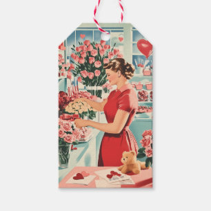 Charming Vintage Flower Shop Scene Gift Tags