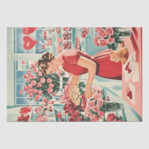 Charming Vintage Flower Shop Scene Tissue Paper