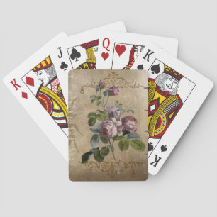Charming Vintage Pink Flowers Playing Cards