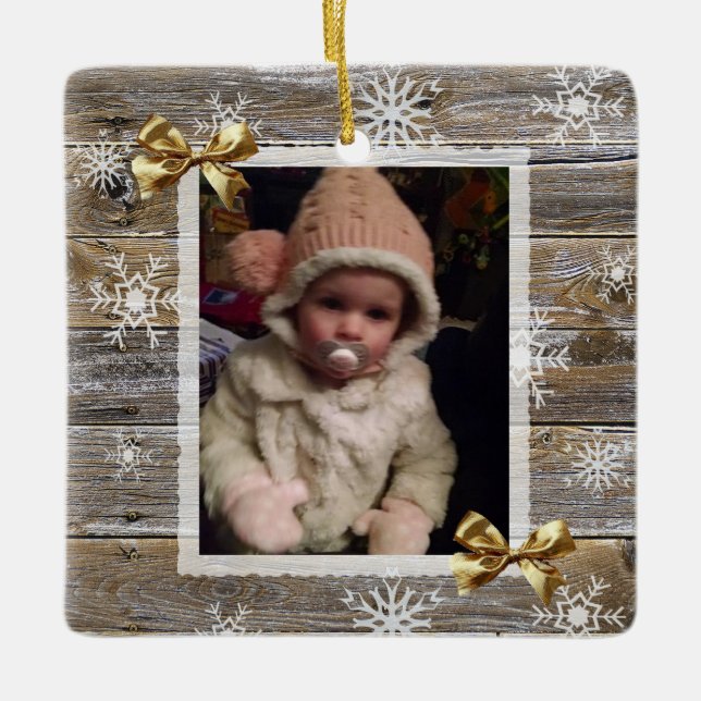 Charming Warm Holidays Photo Ornament (Front)
