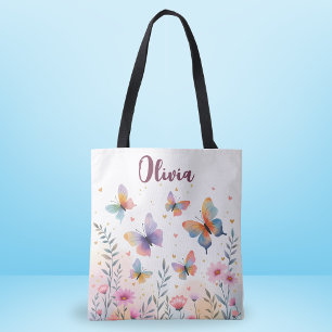 Charming Watercolor Butterfly Meadow Tote Bag