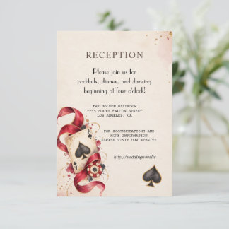 Charming Watercolor Casino Night Burgundy Wedding Enclosure Card