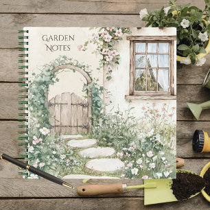 Charming Watercolor Cottage Garden Notes Notebook