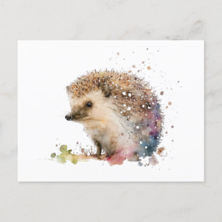 Charming Watercolor Hedgehog with Warm Colours Postcard