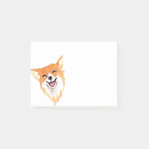 Charming Watercolor Illustration of a Smiling Dog Post-it Notes