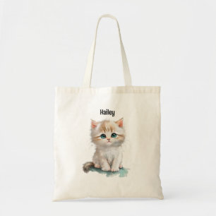 Charming Watercolor Kitten with Blue Eyes  Tote Bag