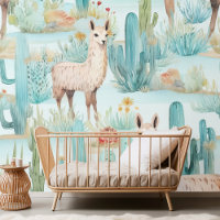 Charming Watercolor Llama & Desert Cacti Pattern