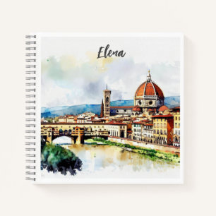 Charming watercolor painting Florence in Italy Notebook